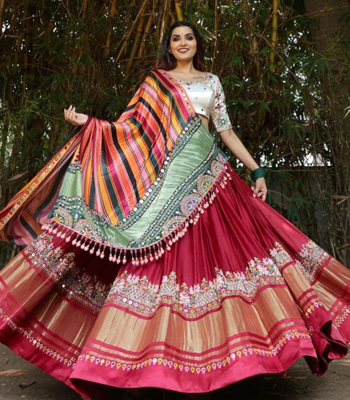 Pink And Multicolor New Stylish Designer Navratri Chaniya Choli