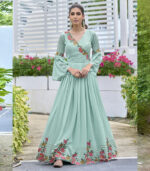 Turquoise Georgette Embroidery Pakistani Kurti