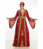 Maroon Georgette Kaftan With Zari Work