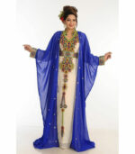 Inner Cream Jacket Royal Blue Georgette Kaftan With Zari Work