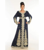 Black Embroidered Georgette Islamic Kaftan