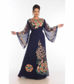 Navy Blue Georgette Embroidered Zari Work Islamic Kaftans