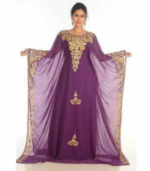 Sale !! Elegant Moroccan Islamic Party Wear Kaftan Purple Beach Fancy Modern Floor Length Bell Sleeve For Women Dress