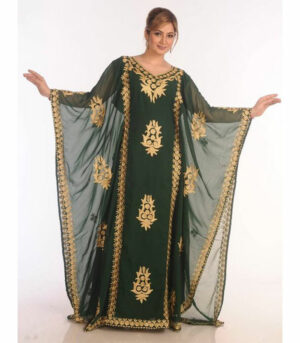Green Kaftan Dubai Moroccan Farasha Abaya Maxi Modern Fancy Floor Length Dress