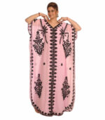 Baby Pink Kaftan Dubai Moroccan Farasha Abaya Maxi Modern Fancy Floor Length Dress