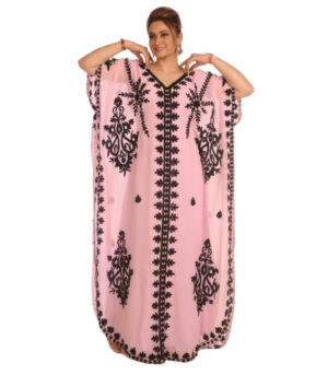 Baby Pink Kaftan Dubai Moroccan Farasha Abaya Maxi Modern Fancy Floor Length Dress