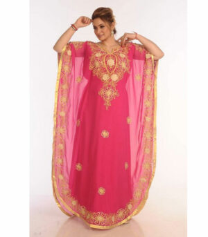 Rani Pink Kaftan Dubai Moroccan Farasha Abaya Maxi Modern Fancy Floor Length Dress