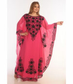 Rani Pink Color Dubai Moroccan Kaftan Farasha Abaya Maxi Modern Fancy Floor Length Dress