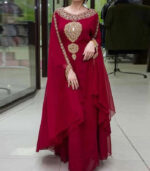 Burgundy Dubai Beaded Kaftan Arabian Plus Size Abaya Party Fancy Dresses African Clothing Butterfly Stylish